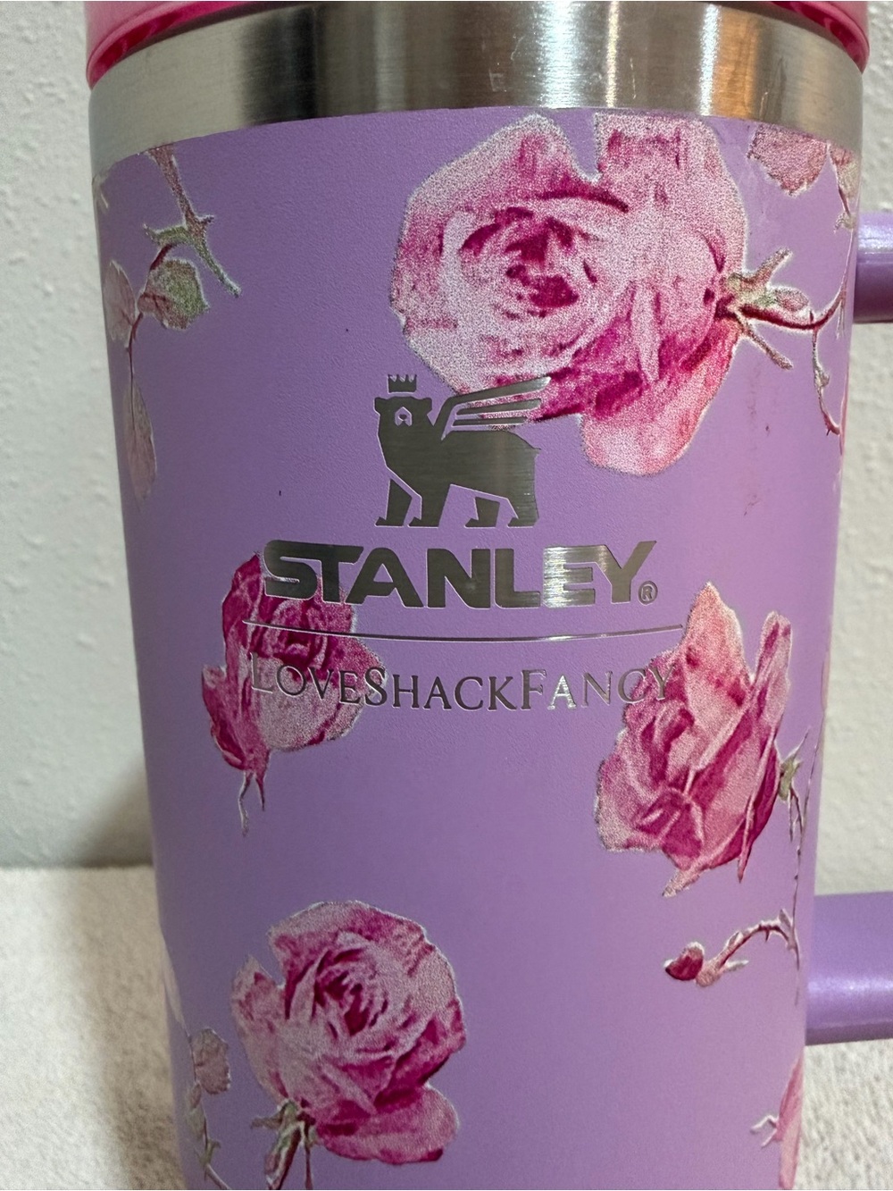 LoveShackFancy Stanley Lavender Rose Insulated Travel Mug with Handle - Picture 2 of 3
